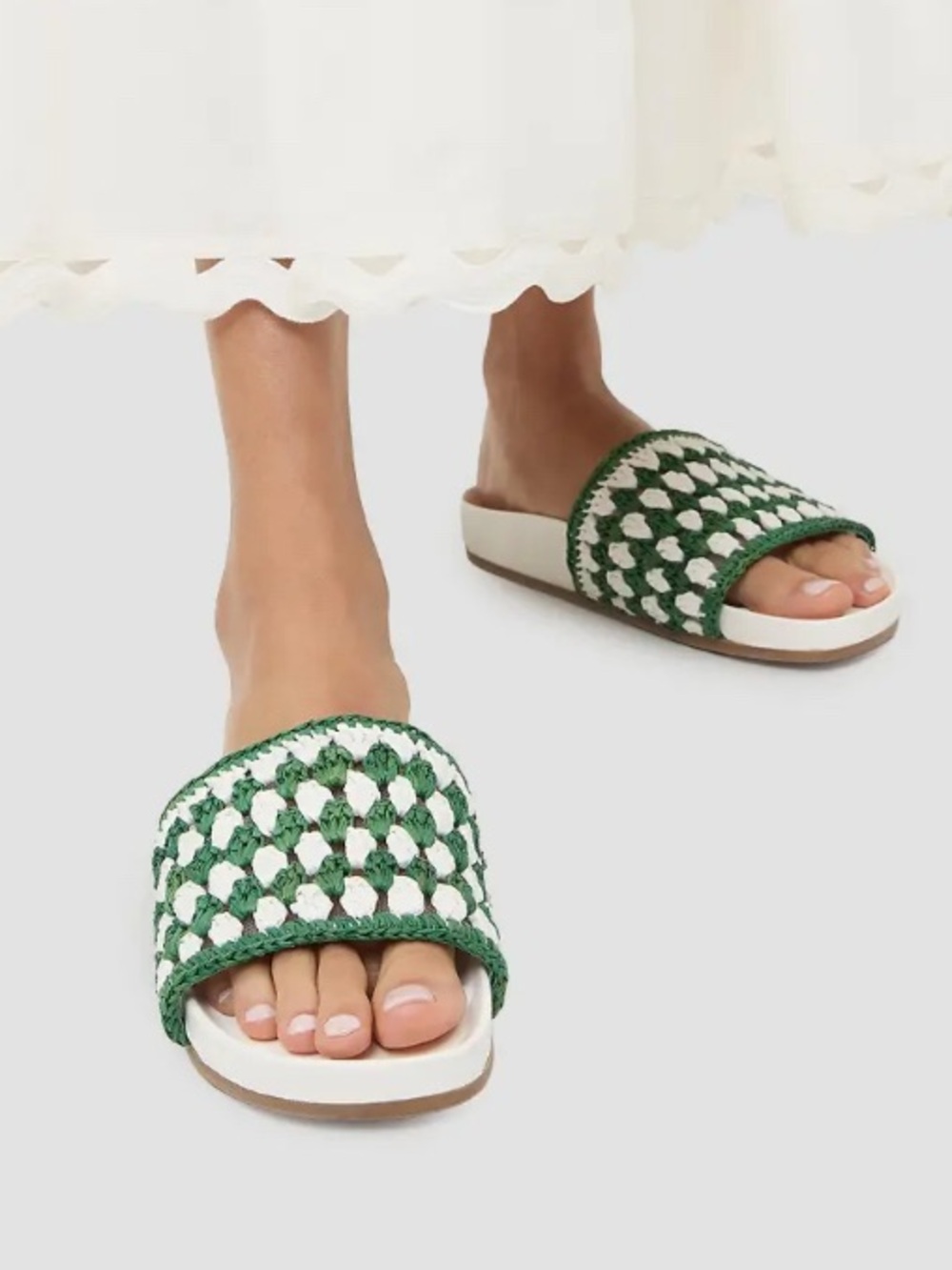 Loeffler Randall

Henri Crochet Raffia and leather Slide Sandals NWT
